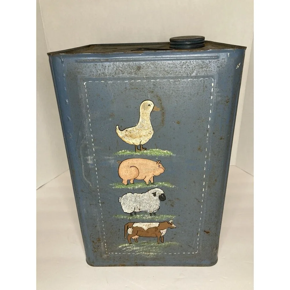 Tin Berry Bucket Pail w/ Lid Farmhouse Country Cottagecore Hand Painted